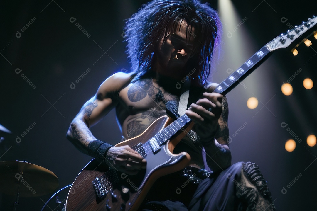 Pessoa jovem tocando rock.