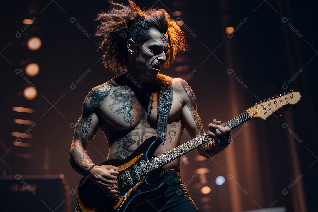 Pessoa jovem tocando rock.