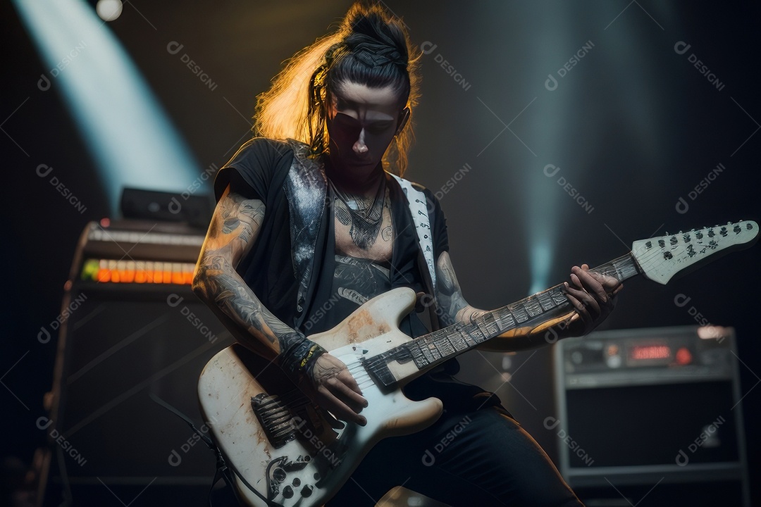 Pessoa jovem tocando rock.