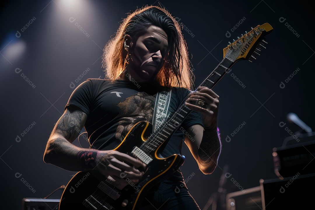 Pessoa jovem tocando rock.