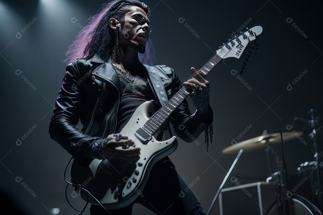 Pessoa jovem tocando rock.