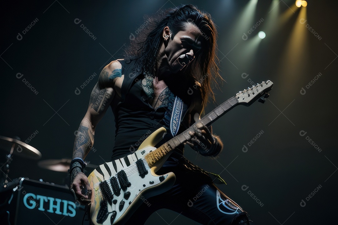 Pessoa jovem tocando rock.