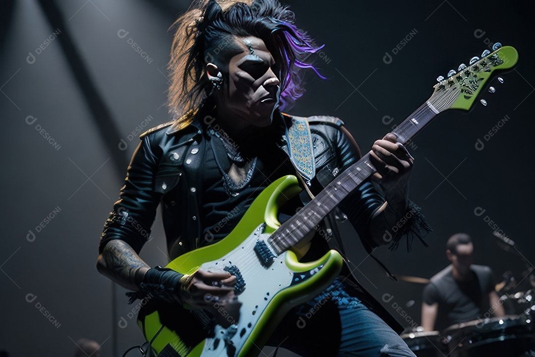 Pessoa jovem tocando rock.