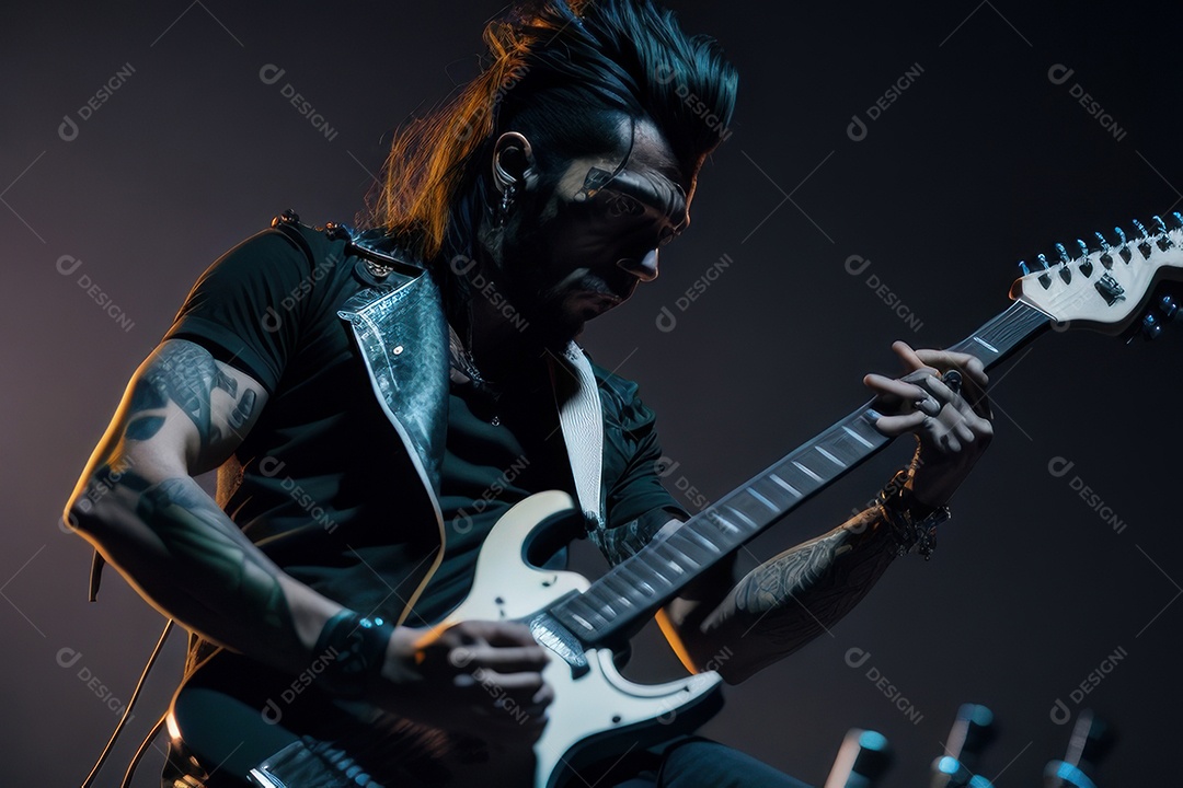 Pessoa jovem tocando rock.