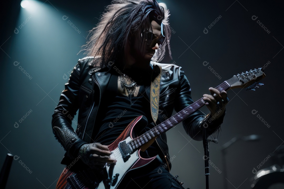 Pessoa jovem tocando rock.