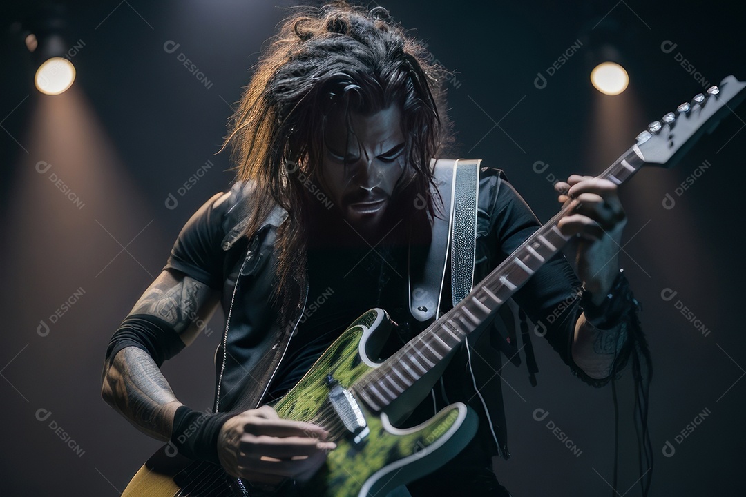 Pessoa jovem tocando rock.