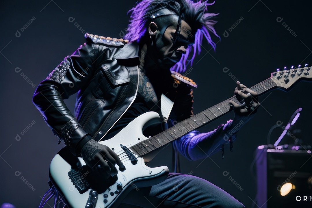 Pessoa jovem tocando rock.