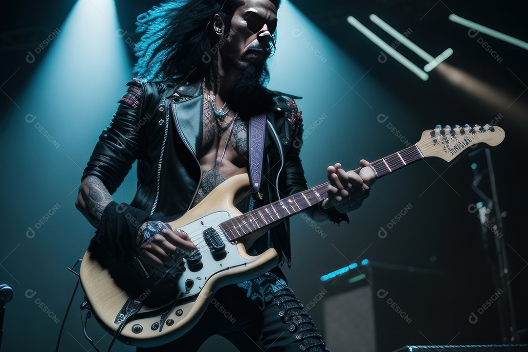 Pessoa jovem tocando rock.