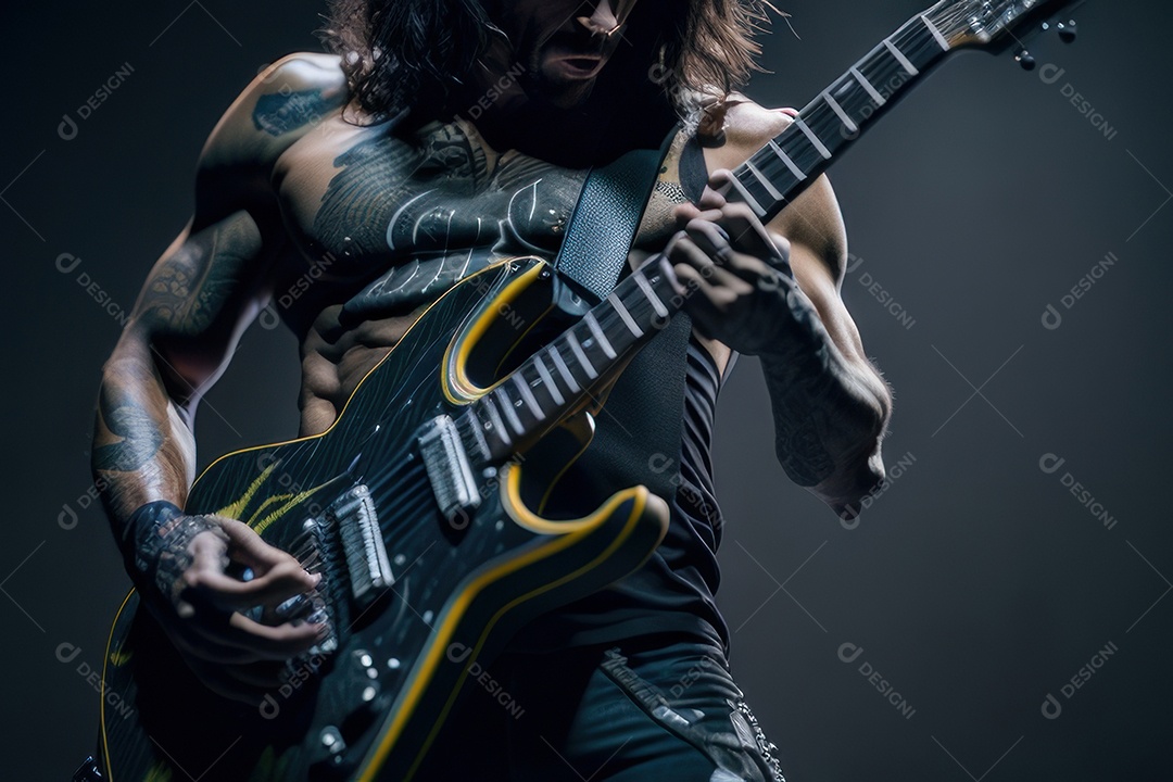 Pessoa jovem tocando rock.