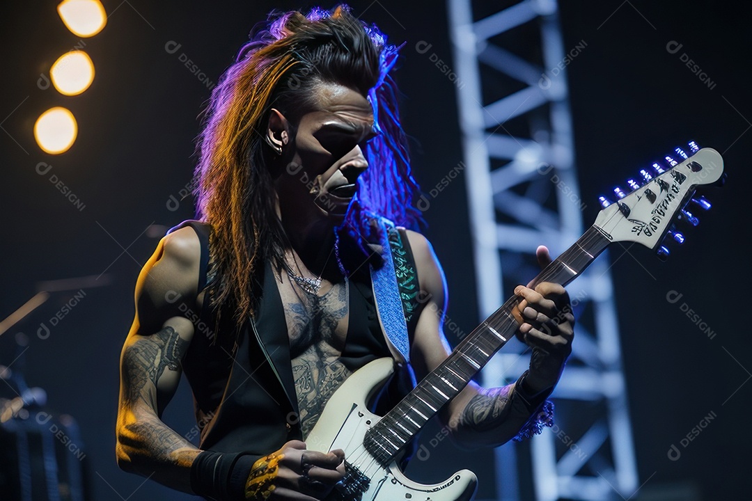 Pessoa jovem tocando rock.