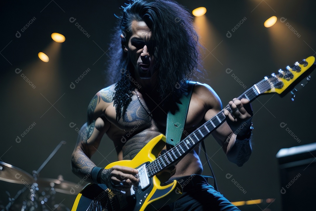 Pessoa jovem tocando rock.