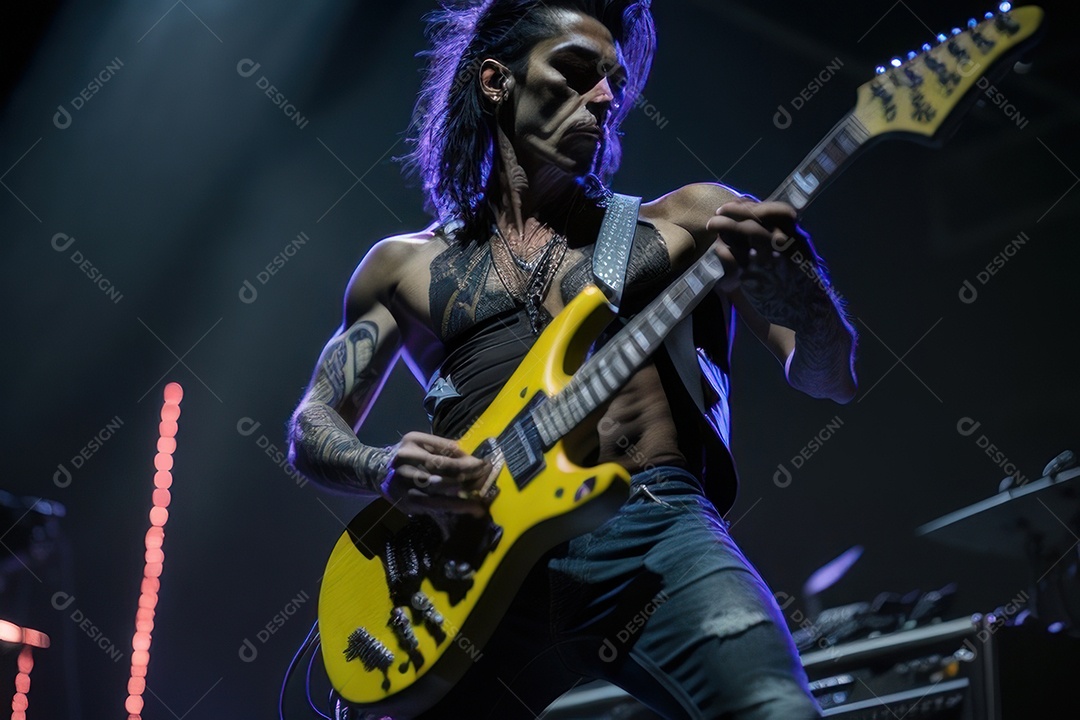 Pessoa jovem tocando rock.