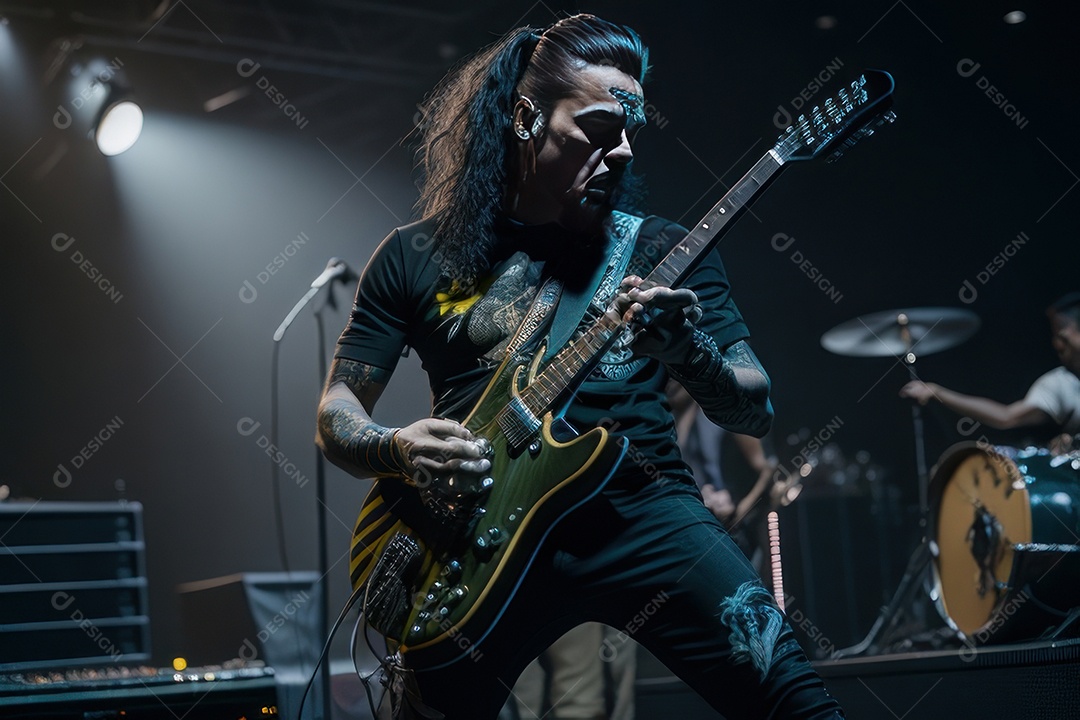 Pessoa jovem tocando rock.