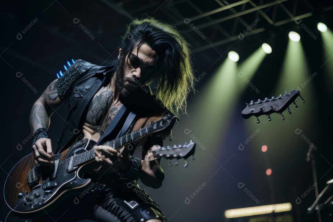 Pessoa jovem tocando rock.