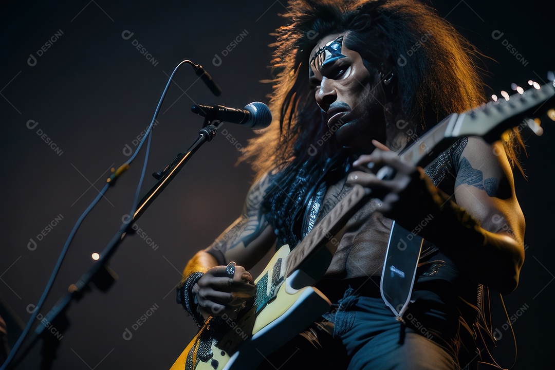 Pessoa jovem tocando rock.