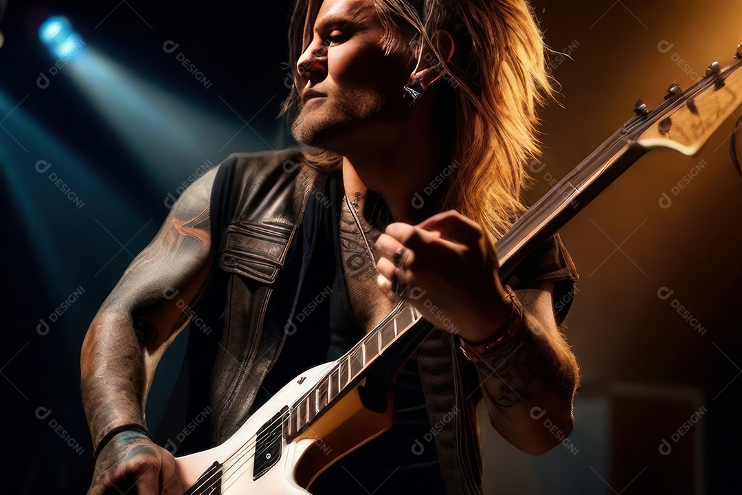 Pessoa jovem tocando rock.