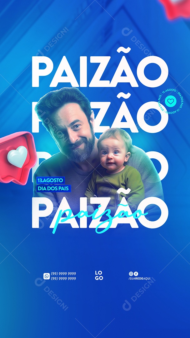 Social Media Story Dia Dos Pais 13 De Agosto PSD Editável