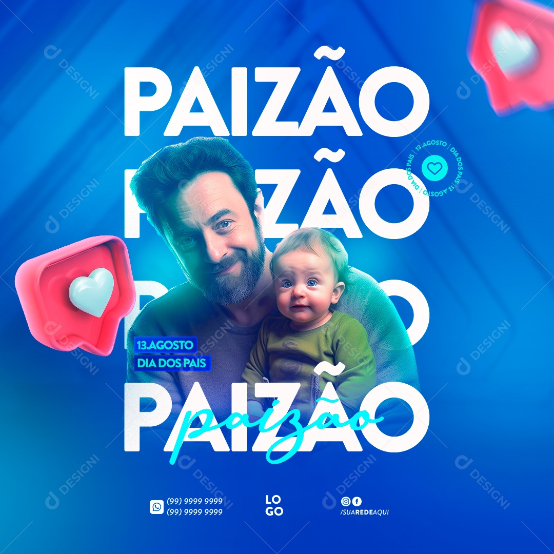 Social Media Feed Dia Dos Pais 13 De Agosto PSD Editável