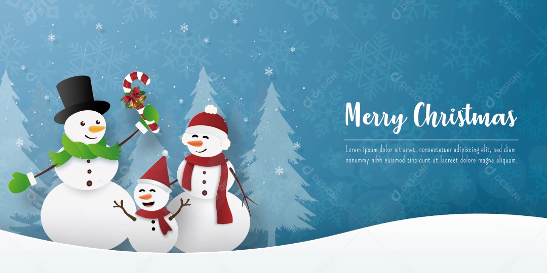 Banner Festa de Natal com boneco de neve Vetor EPS