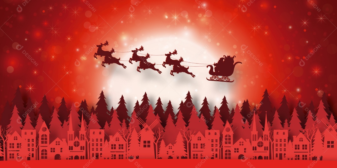 Feliz Natal e Feliz Ano Novo, Banner de fundo do Papai Noel está chegando à cidade Vetor EPS