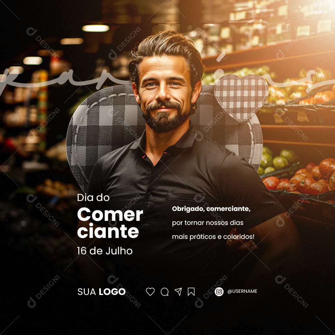 Dia Do Comerciante Obrigado 16 De Julho Social Media PSD Editável