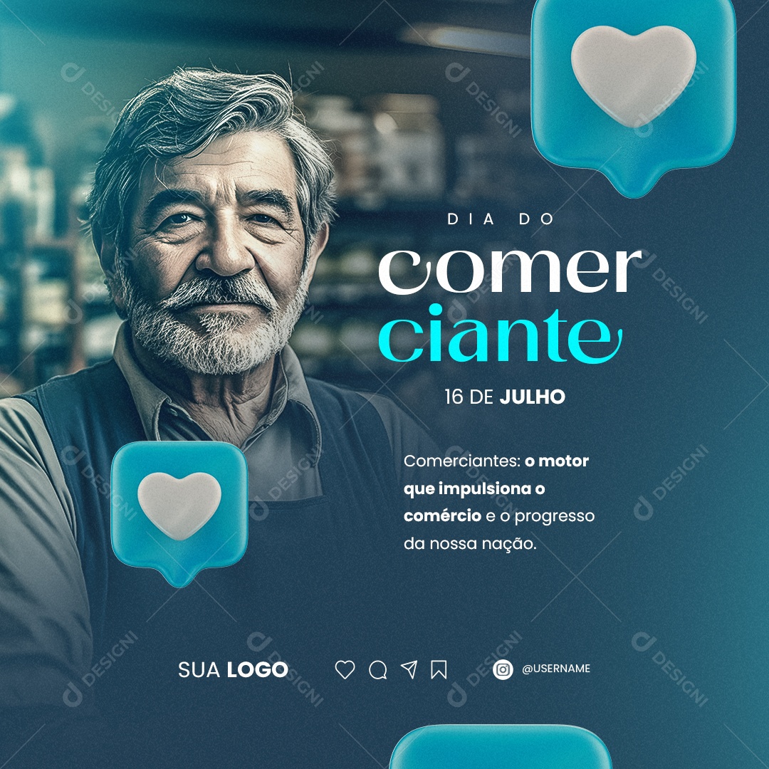 Dia Do Comerciante o Progresso da Nossa Nação Social Media PSD Editável