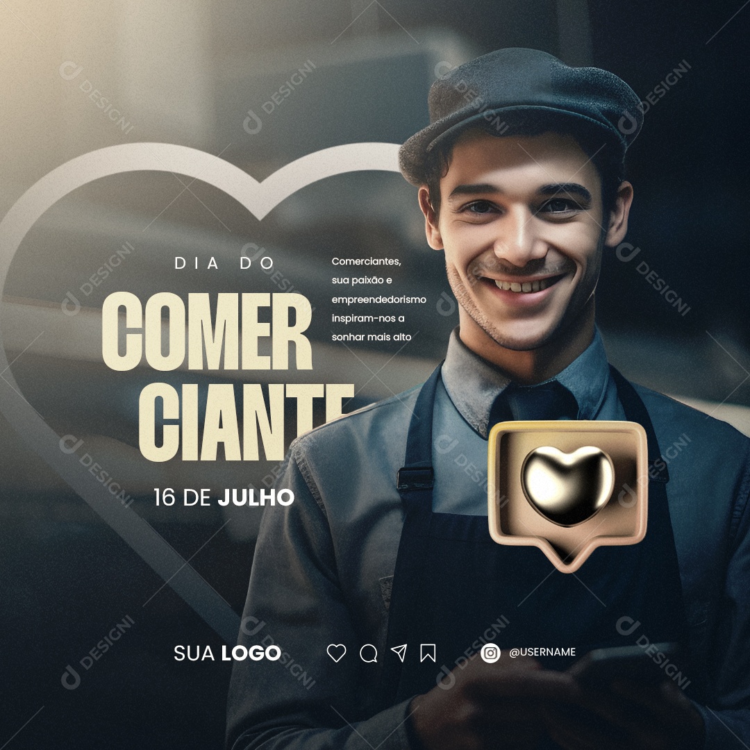 Dia Do Comerciante Sua Paixão e Empreendedorismo Social Media PSD Editável