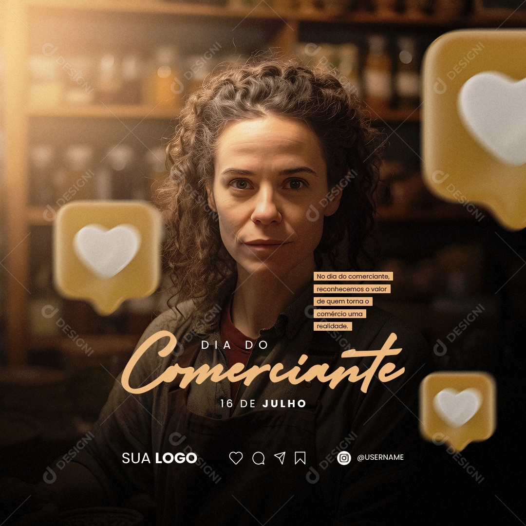 Dia Do Comerciante 16 De Julho Social Media PSD Editável