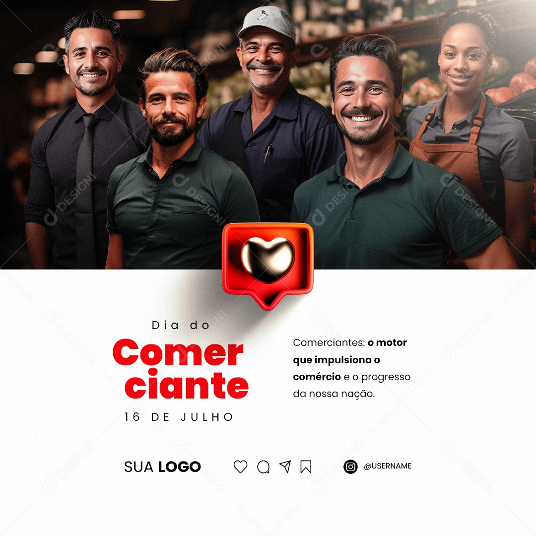 Dia do Comerciante O Motor que Impulsionou o Comércio Social Media PSD Editável