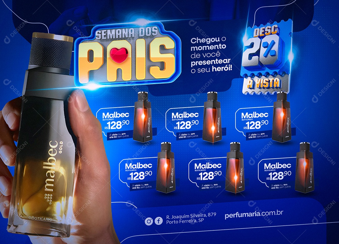 Tabloide Semana dos Pais Perfumaria Social Media PSD Editável