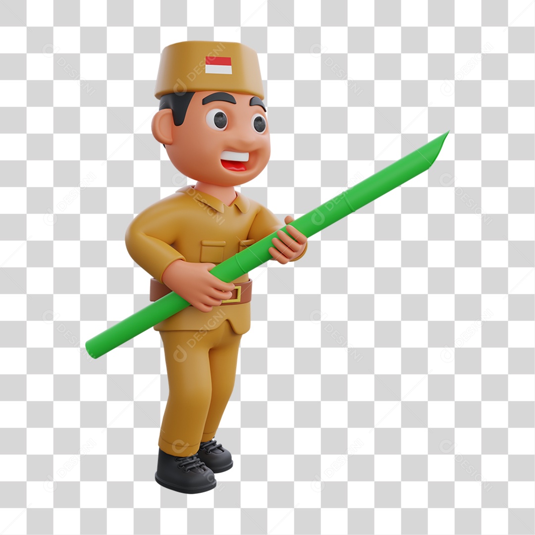 Elemento 3D Personagem da Indonésia para Composição PNG Transparente