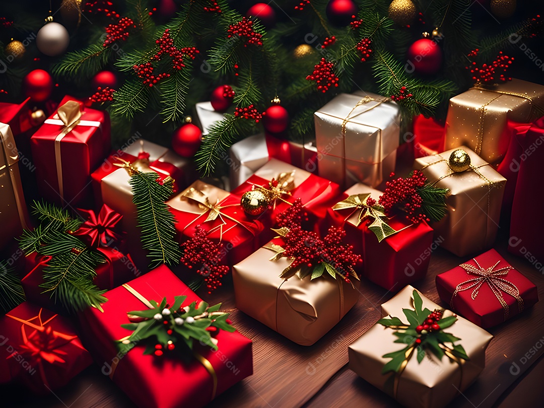 Caixa de presente para a noite de Natal.