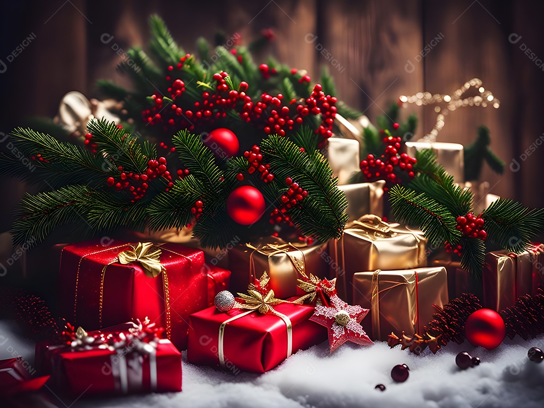 Caixa de presente para a noite de Natal.