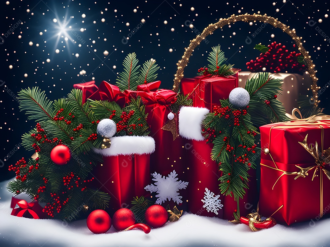 Caixa de presente para a noite de Natal.