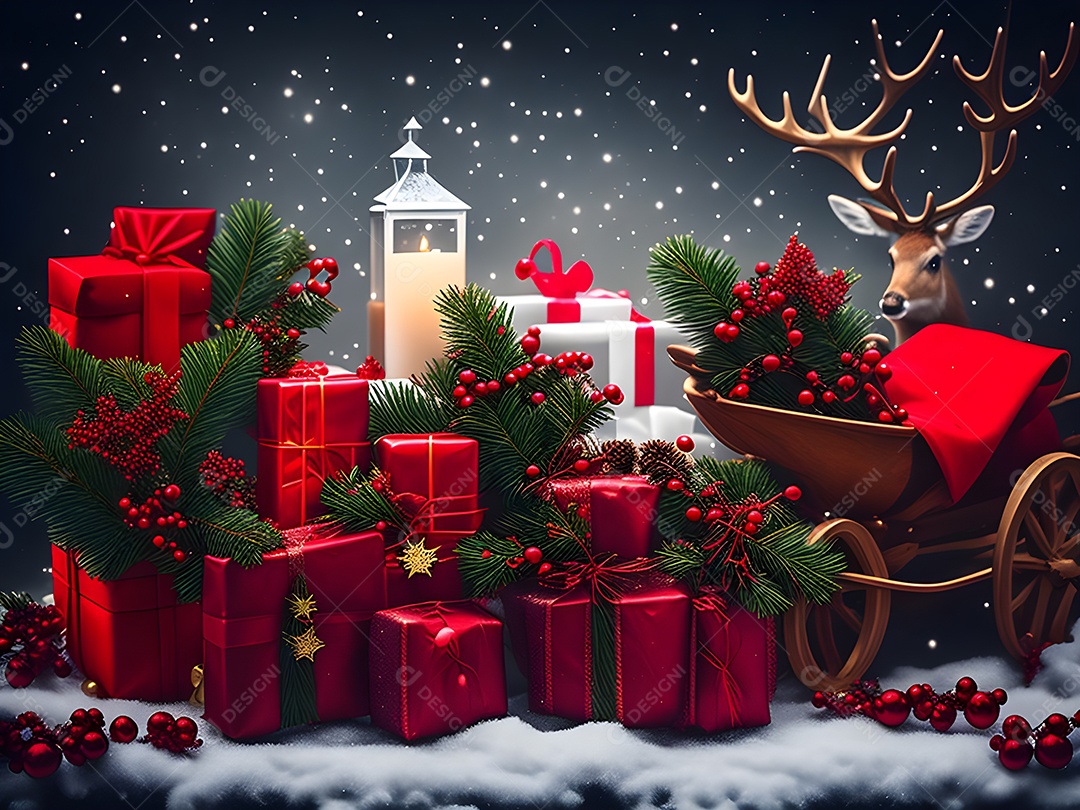 Caixa de presente para a noite de Natal.