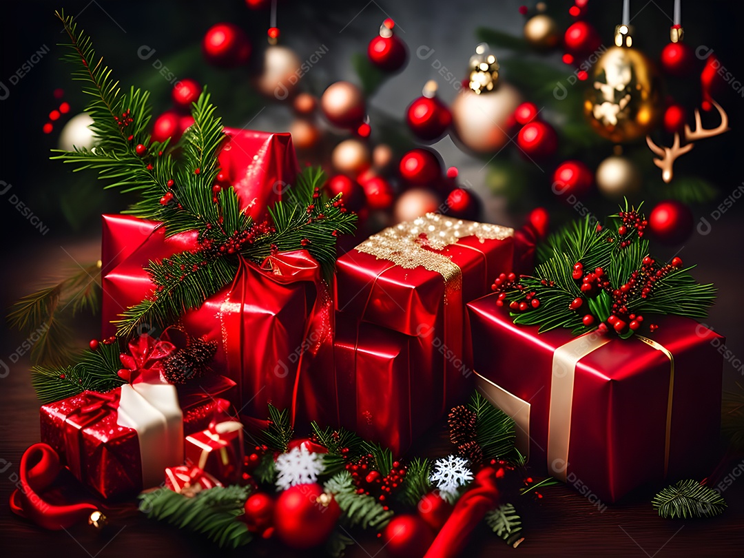 Caixa de presente para a noite de Natal.