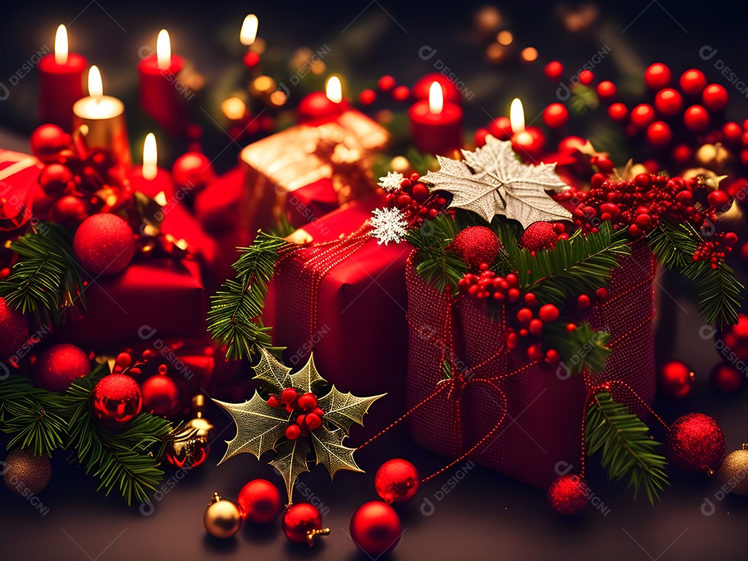 Caixa de presente para a noite de Natal.