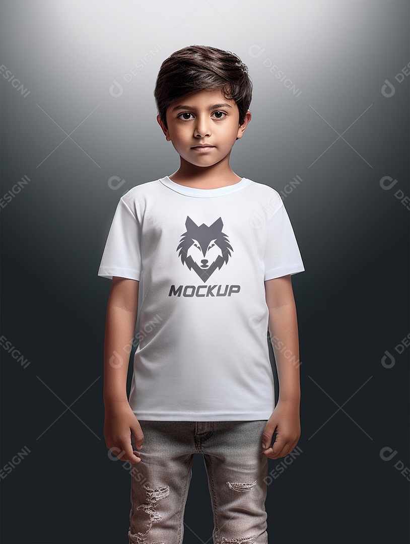 Mockup de Camiseta Branca Infantil PSD Editável