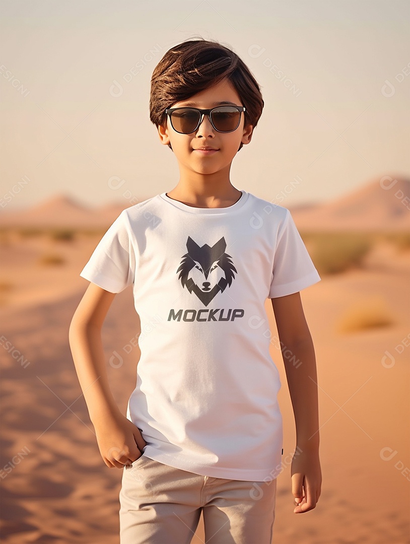 Mockup de Camiseta Branca Infantil PSD Editável