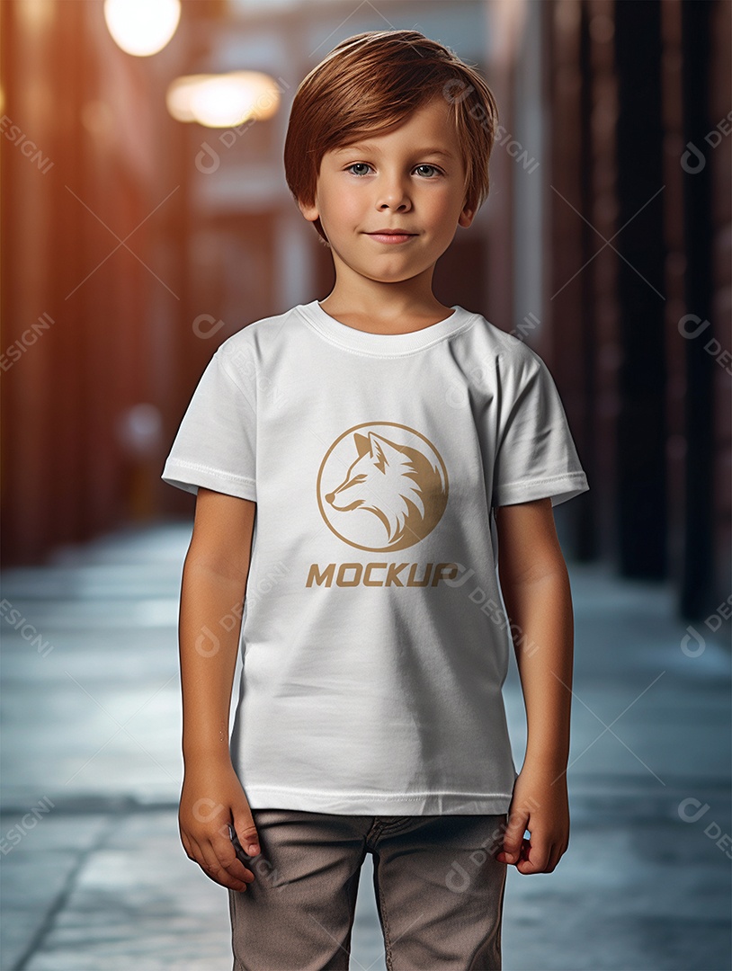 Mockup de Camiseta Branca Infantil PSD Editável