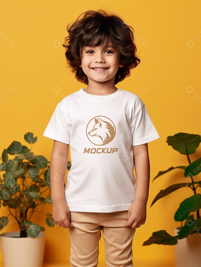 Mockup de Camiseta Branca Infantil PSD Editável