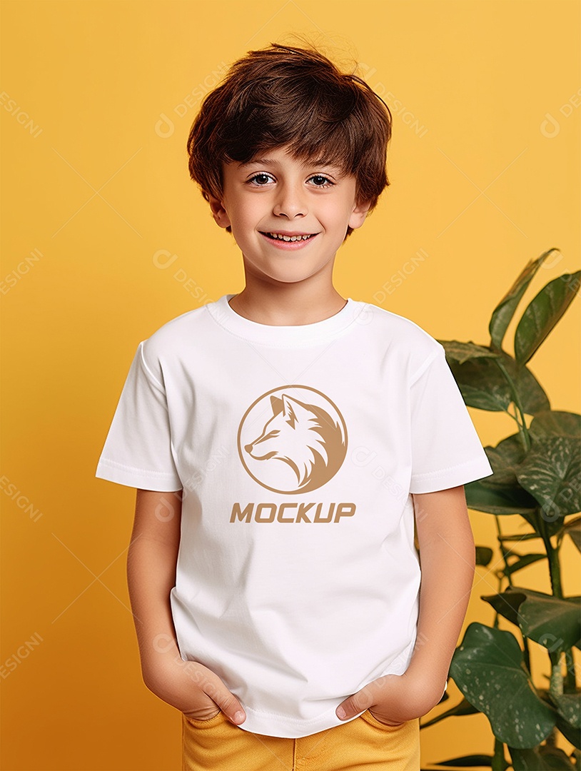 Mockup de Camiseta Branca Infantil PSD Editável