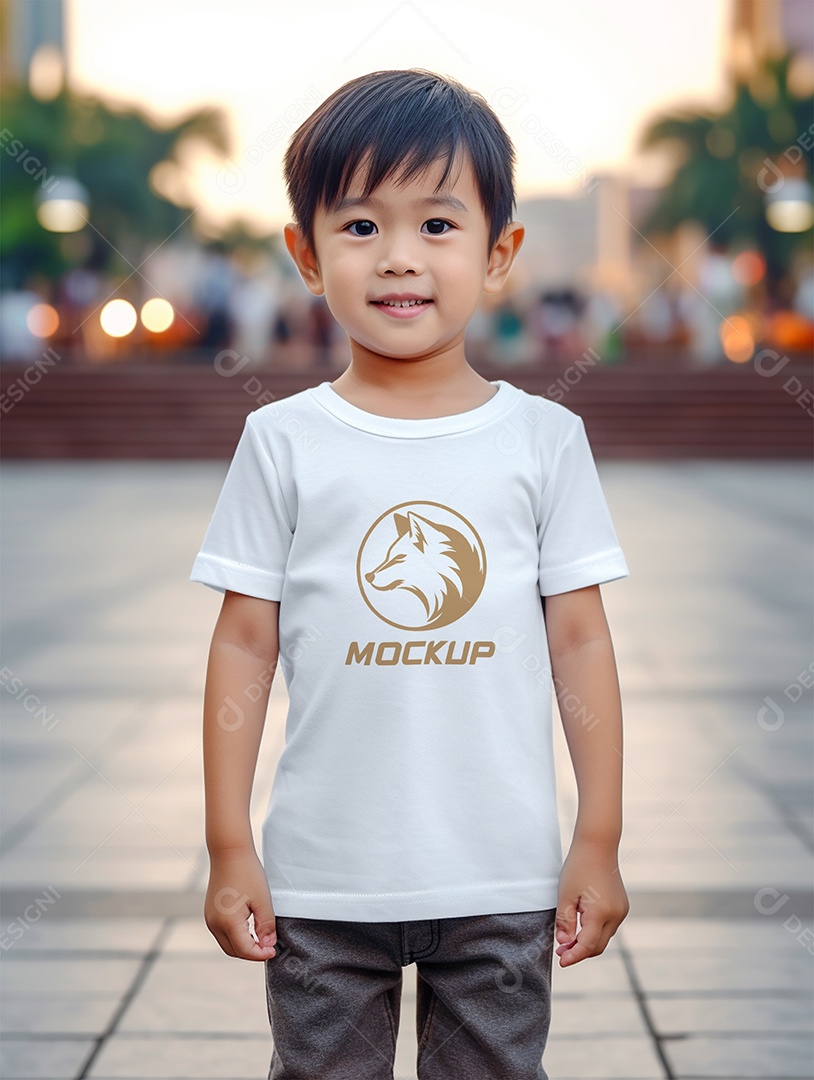 Mockup de Camiseta Branca Infantil PSD Editável