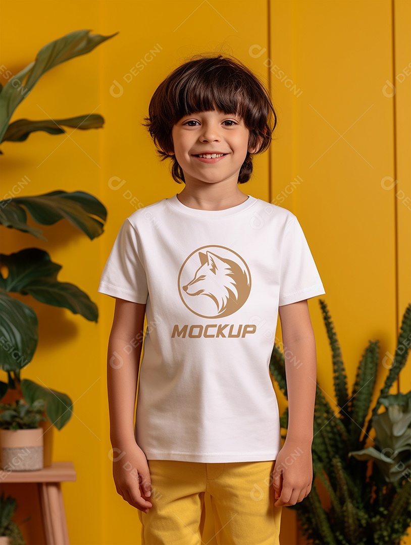 Mockup de Camiseta Branca Infantil PSD Editável