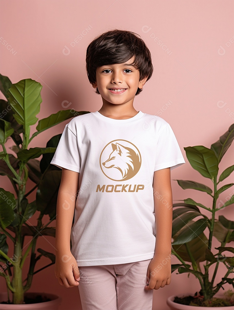 Mockup de Camiseta Branca Infantil PSD Editável