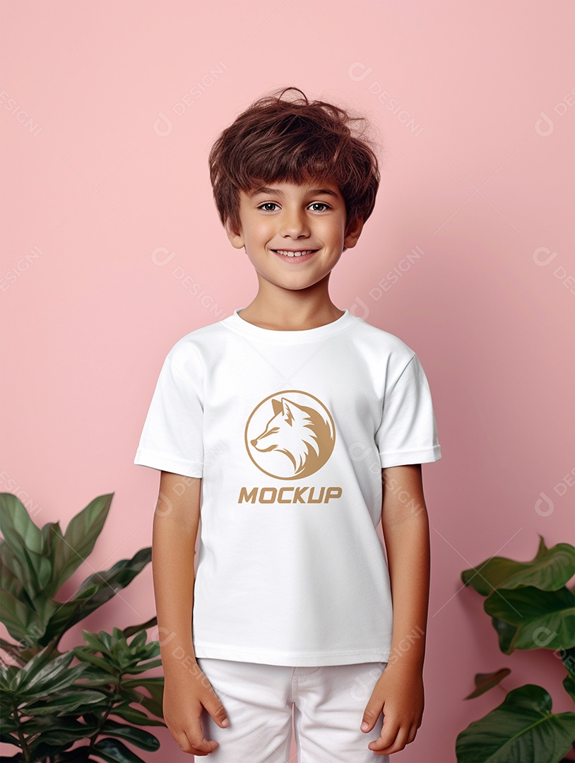 Editable PSD Children's White T-shirt Mockup