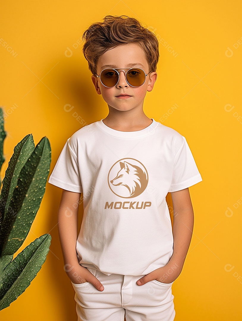 Mockup de Camiseta Branca Infantil PSD Editável