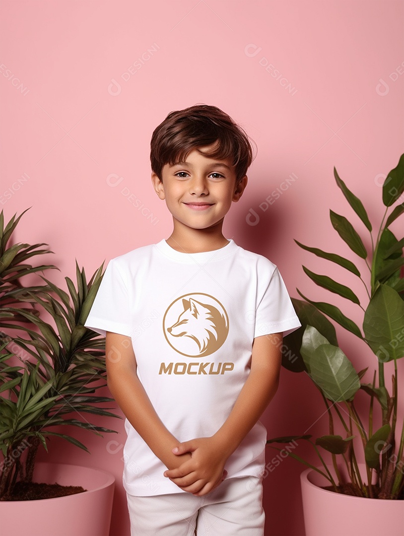 Mockup de Camiseta Branca Infantil PSD Editável