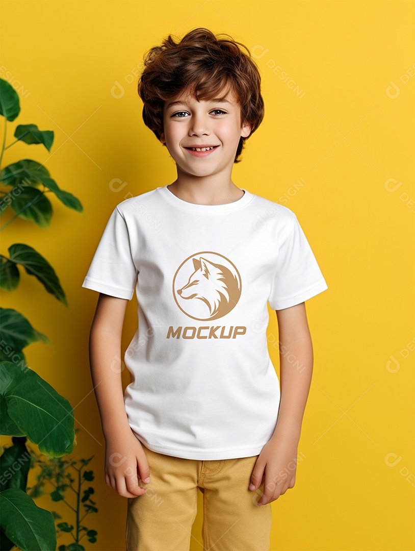 Editable PSD Children's White T-shirt Mockup