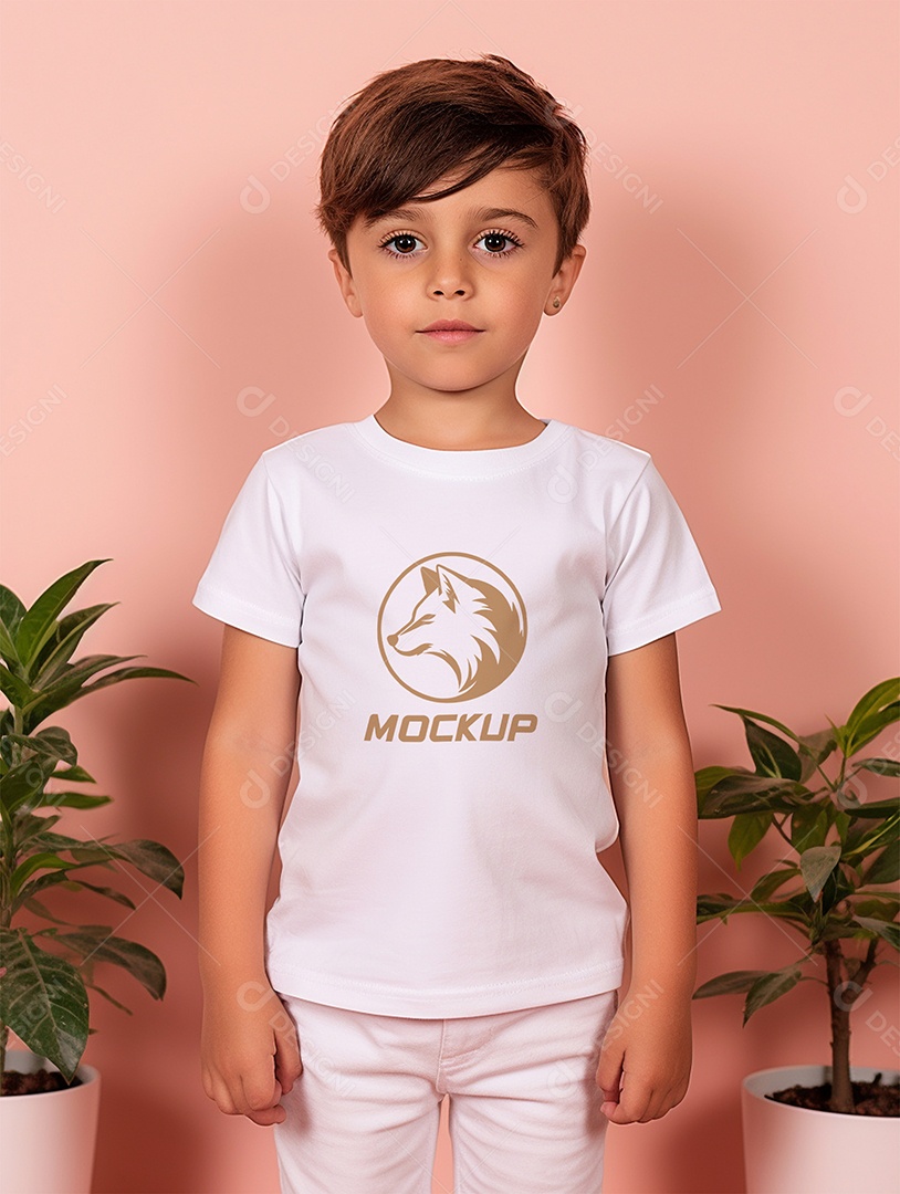 Mockup de Camiseta Branca Infantil PSD Editável